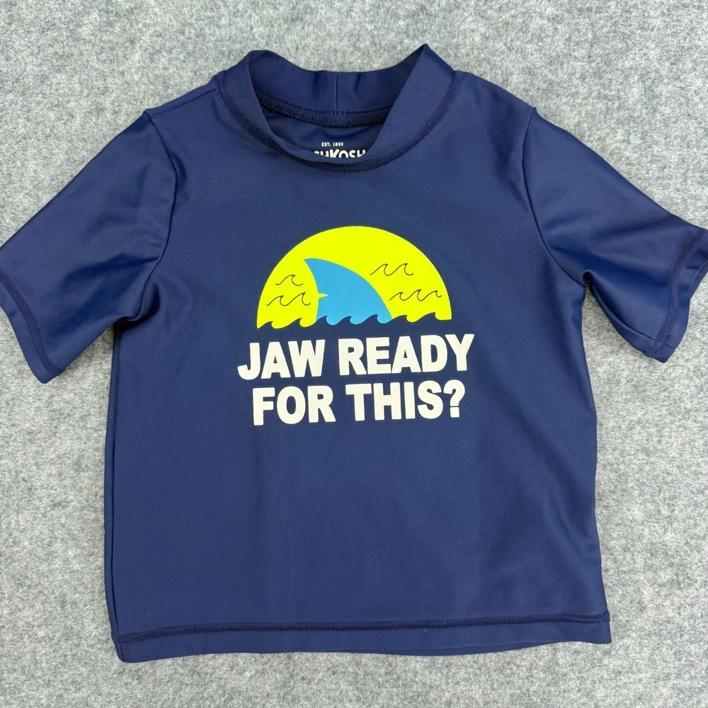 Osh Kosh B'gosh Boys 2pc Rashguard Swim‎ Short Set 18M Sharks Beach Water Ocean